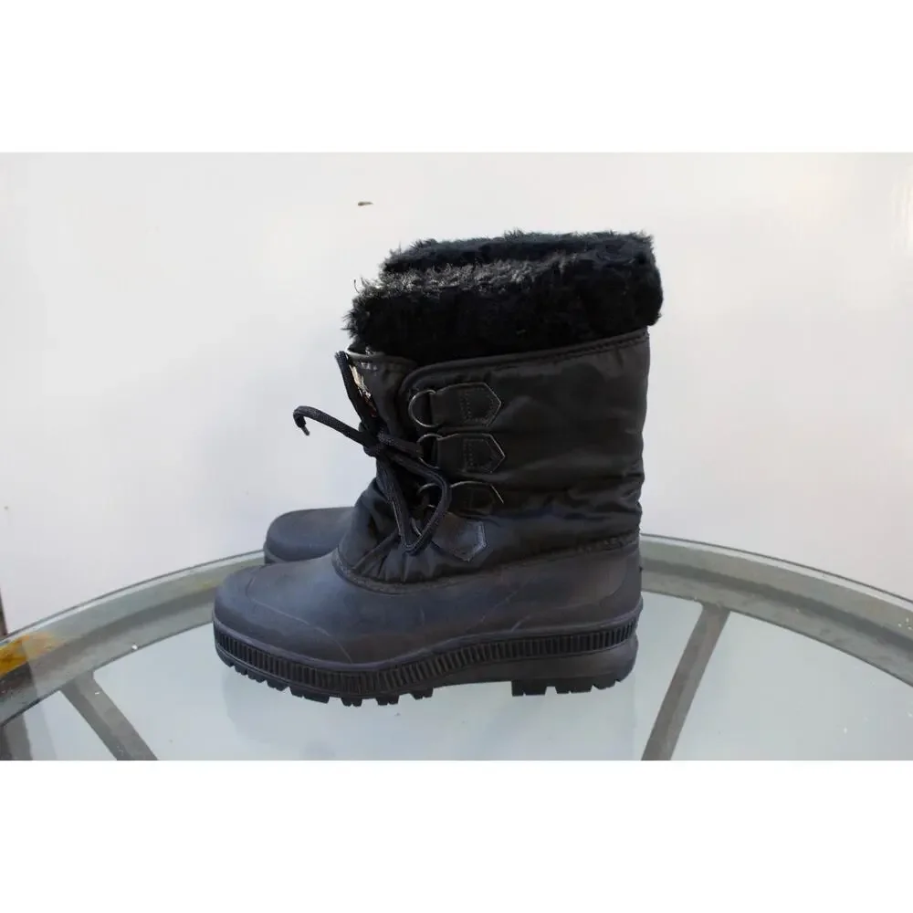 Sorel Kaufman Snow‎ Moon Boots Women’s 7 Black Waterproof Felt Liner Canada